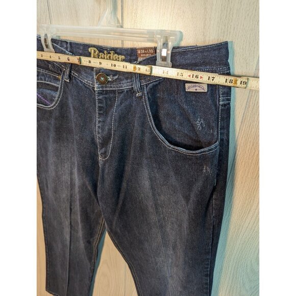 Raider Jeans Ar48 Mens 38x32 Baggy Wide Leg Embroidered Denim Blue Grunge Y2K - Picture 8 of 11